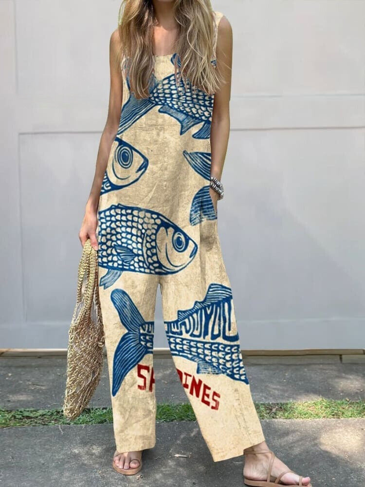 Casual Bomuld Hør Jumpsuit