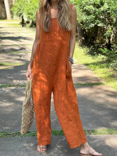 Casual Bomuld Hør Jumpsuit