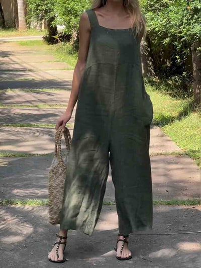 Casual Bomuld Hør Jumpsuit