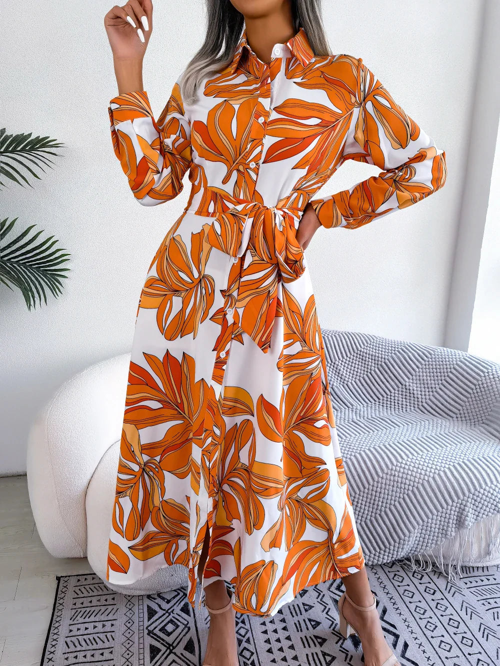 Vilda Casual maxi-skjortekjole med blomsterprint