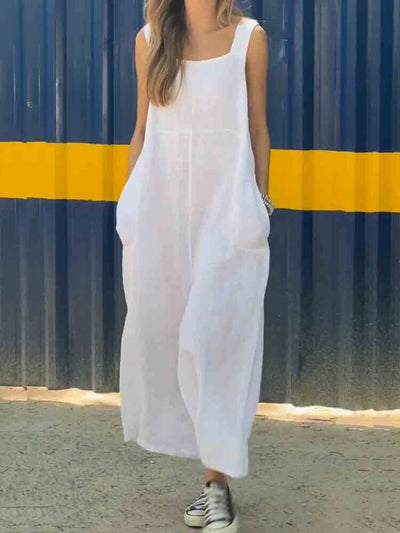 Casual Bomuld Hør Jumpsuit