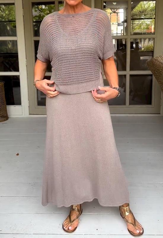Casual Suspender Kjole Og Bluse To-Delt Sæt