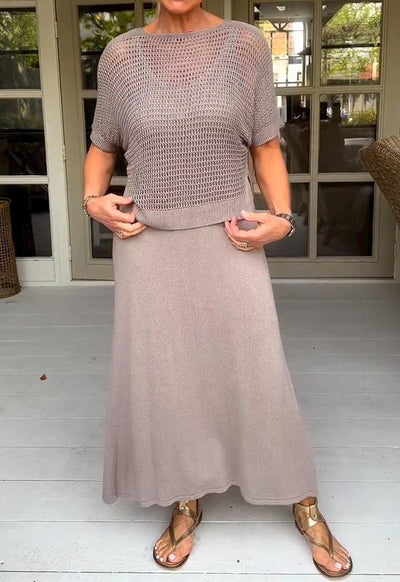 Casual Suspender Kjole Og Bluse To-Delt Sæt